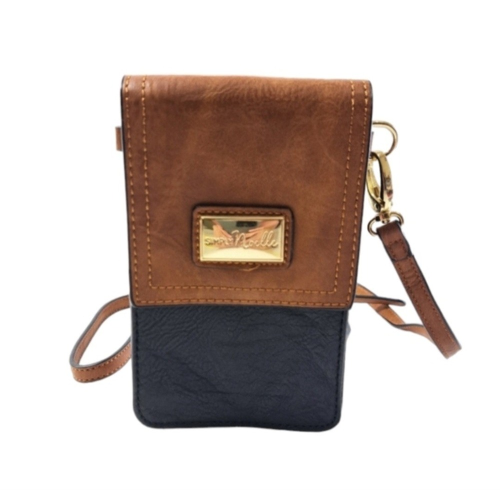 Simply Noelle Brown & Black Faux Leather Wallet/Crossbody Bag